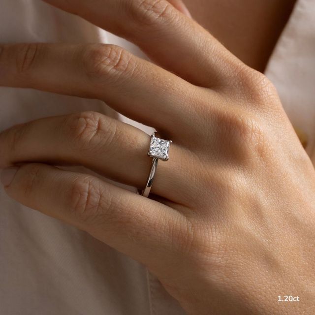 Naomi White Gold Tapered Solitaire Engagement Ring