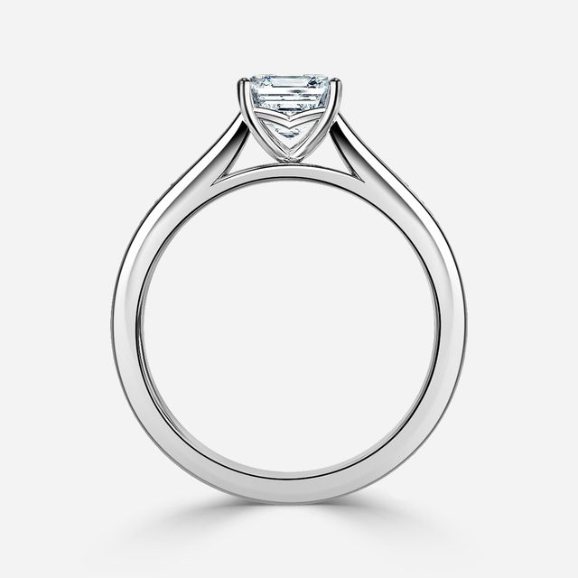 Naomi White Gold Tapered Grain Set Engagement Ring