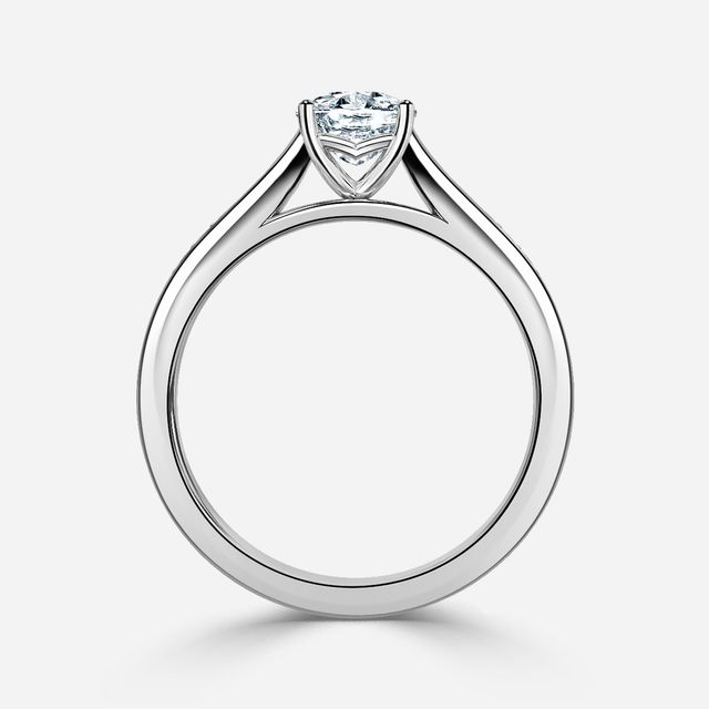 Naomi White Gold Tapered Grain Set Engagement Ring