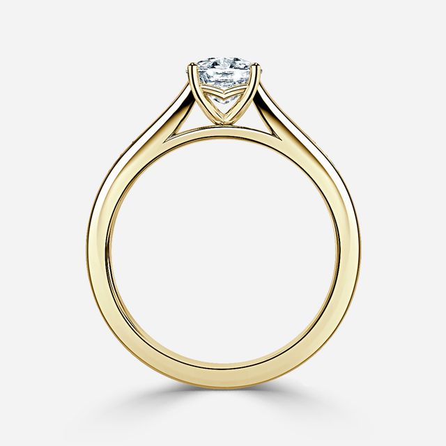 Naomi Yellow Gold Tapered Grain Set Engagement Ring