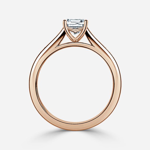 Naomi Rose Gold Tapered Grain Set Engagement Ring