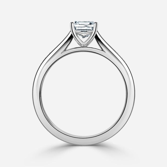 Naomi White Gold Tapered Grain Set Engagement Ring
