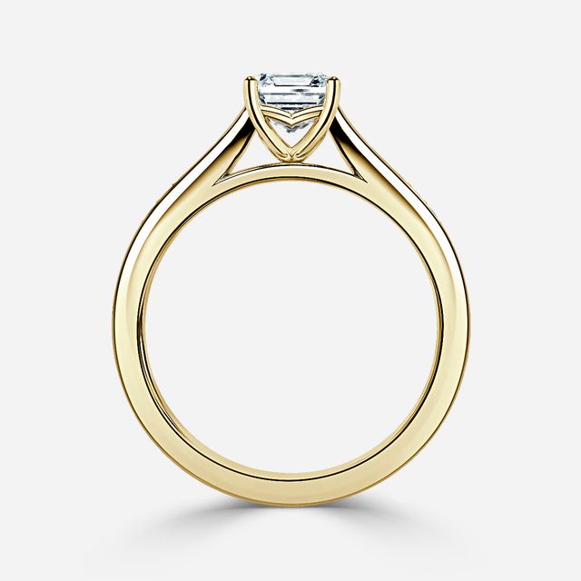 Naomi Yellow Gold Tapered Grain Set Engagement Ring