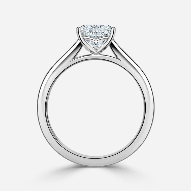 Naomi White Gold Tapered Grain Set Engagement Ring