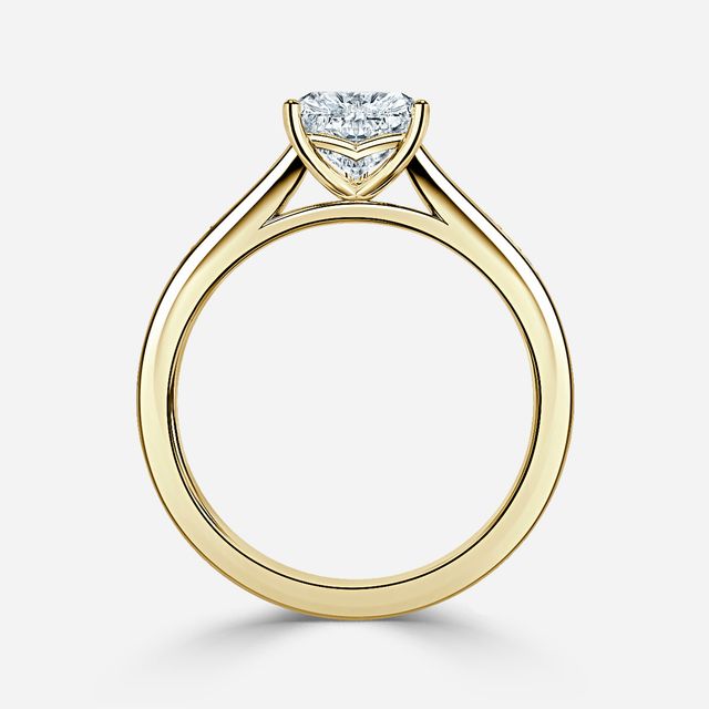 Naomi Yellow Gold Tapered Grain Set Engagement Ring