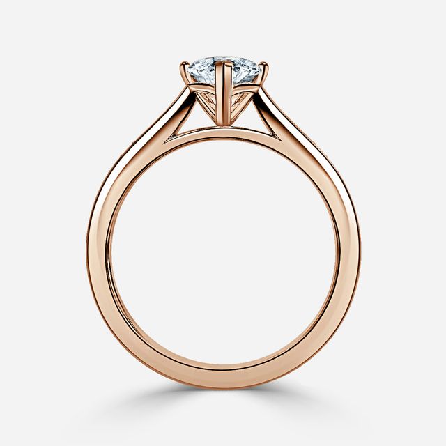 Naomi Rose Gold Tapered Grain Set Engagement Ring
