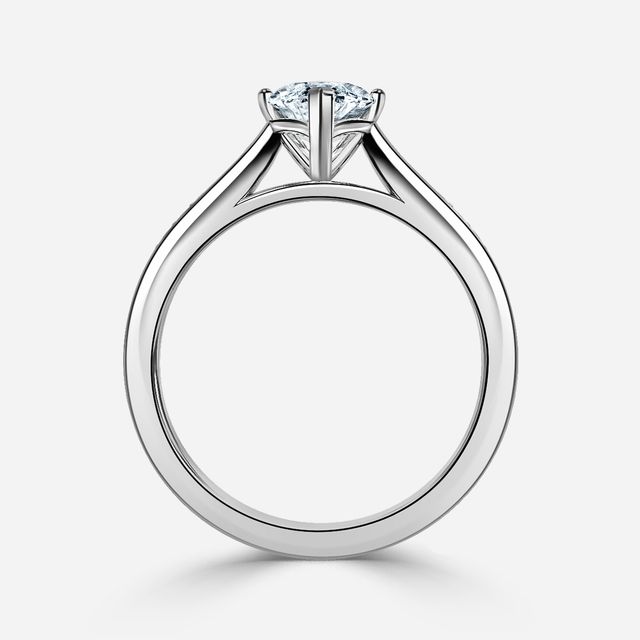 Naomi White Gold Tapered Grain Set Engagement Ring