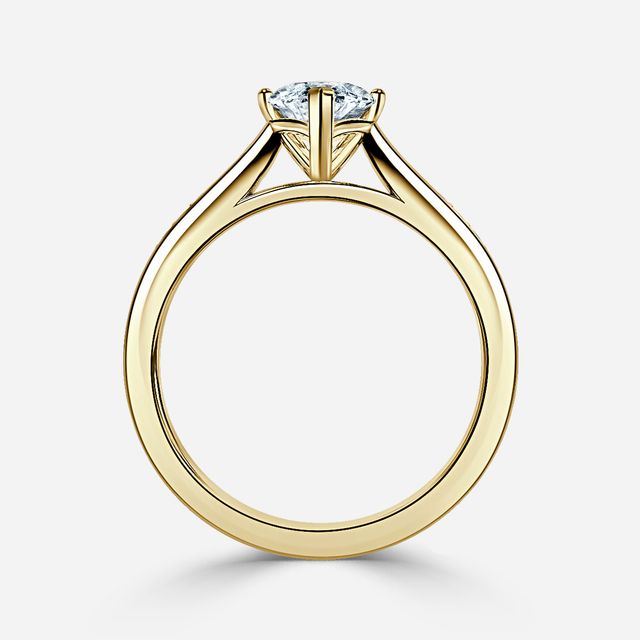 Naomi Yellow Gold Tapered Grain Set Engagement Ring