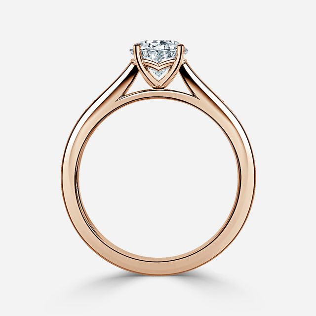 Naomi Rose Gold Tapered Grain Set Engagement Ring