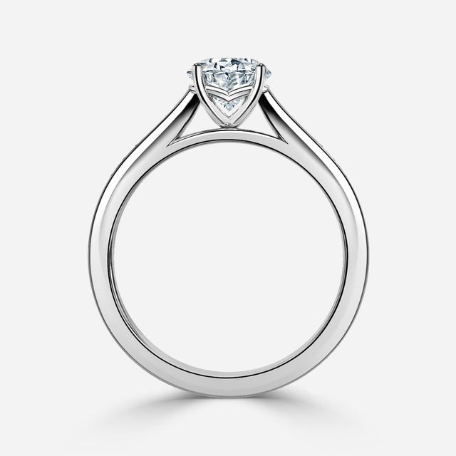 Naomi Platinum Tapered Grain Set Engagement Ring
