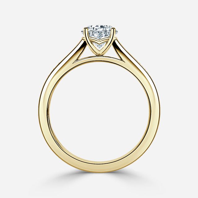 Naomi Yellow Gold Tapered Grain Set Engagement Ring