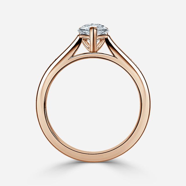 Naomi Rose Gold Tapered Grain Set Engagement Ring