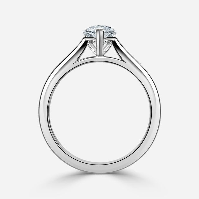 Naomi Platinum Tapered Grain Set Engagement Ring
