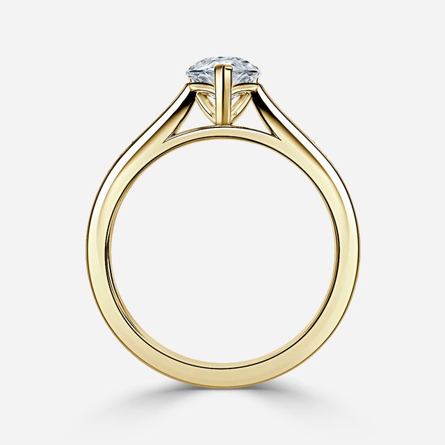 Naomi Yellow Gold Tapered Grain Set Engagement Ring