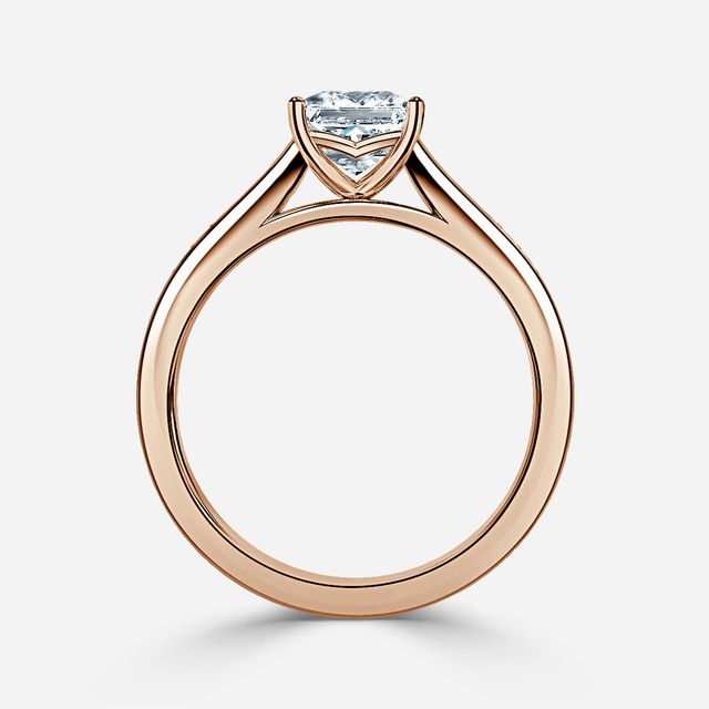 Naomi Rose Gold Tapered Grain Set Engagement Ring