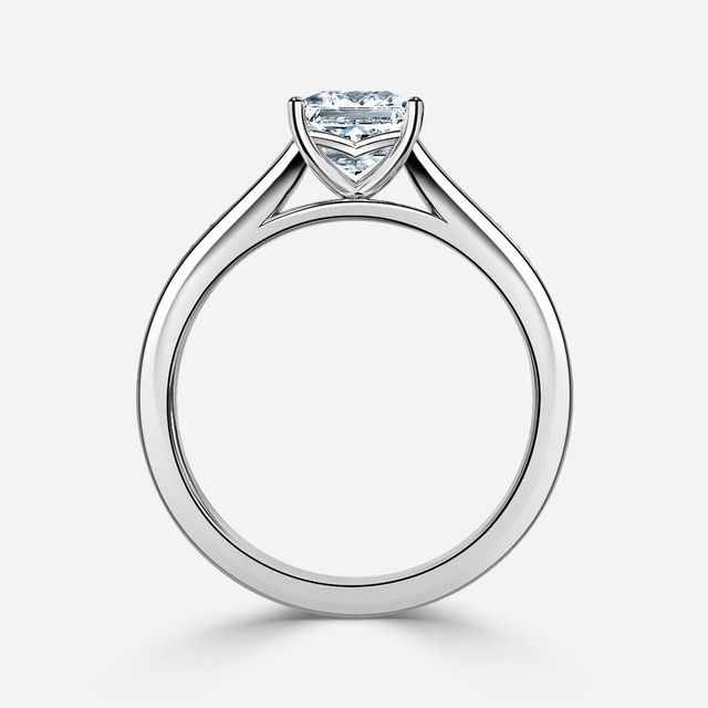 Naomi White Gold Tapered Grain Set Engagement Ring