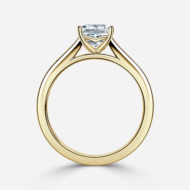 Naomi Yellow Gold Tapered Grain Set Engagement Ring