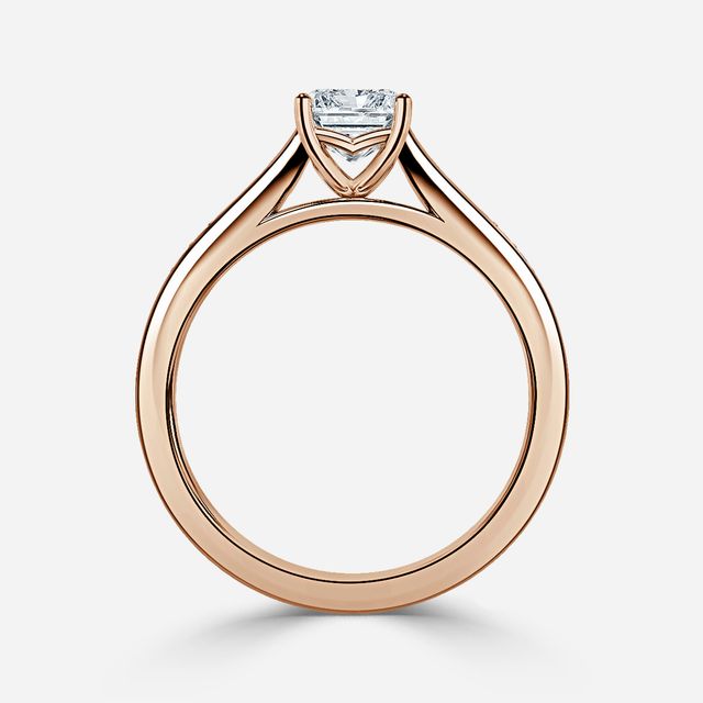 Naomi Rose Gold Tapered Grain Set Engagement Ring