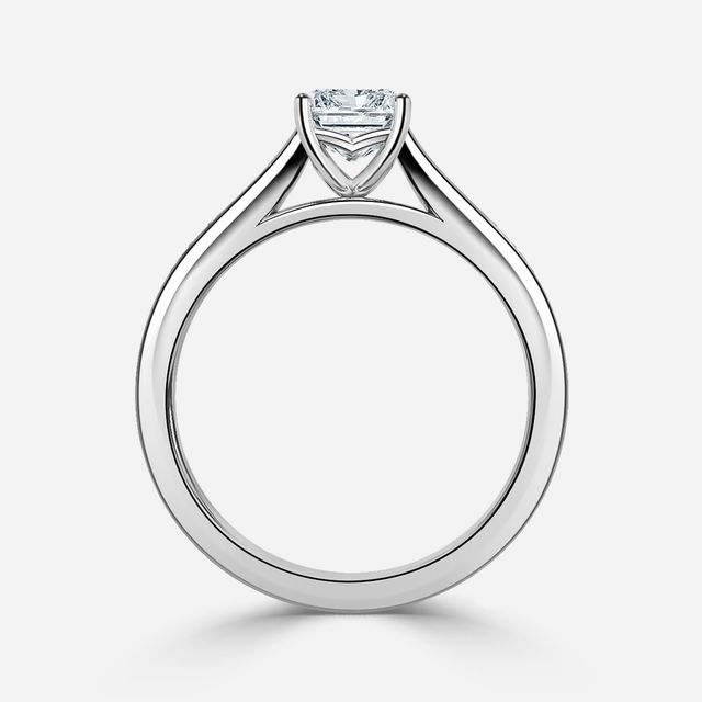 Naomi Platinum Tapered Grain Set Engagement Ring