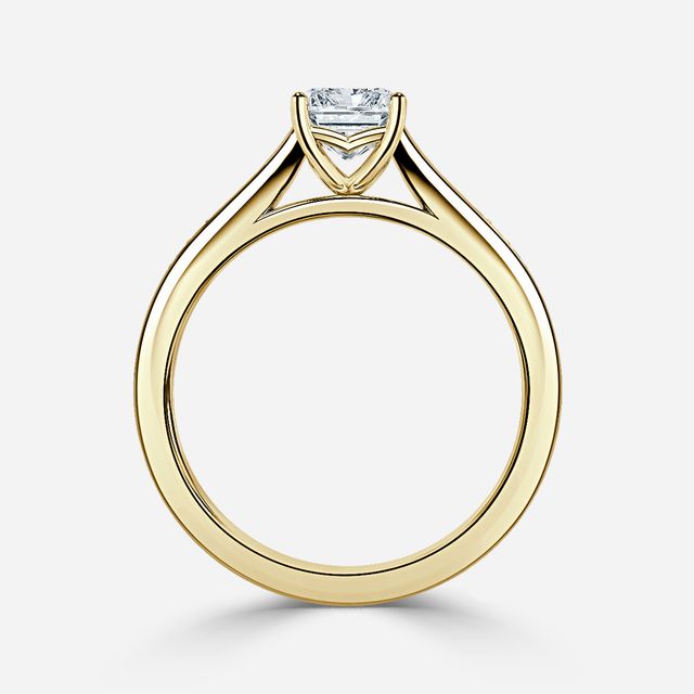 Naomi Yellow Gold Tapered Grain Set Engagement Ring