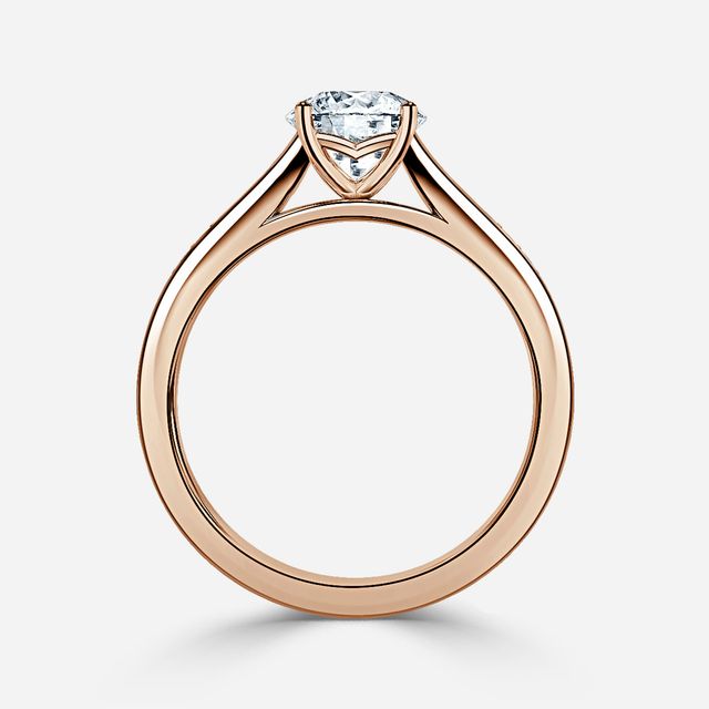 Naomi Rose Gold Tapered Grain Set Engagement Ring