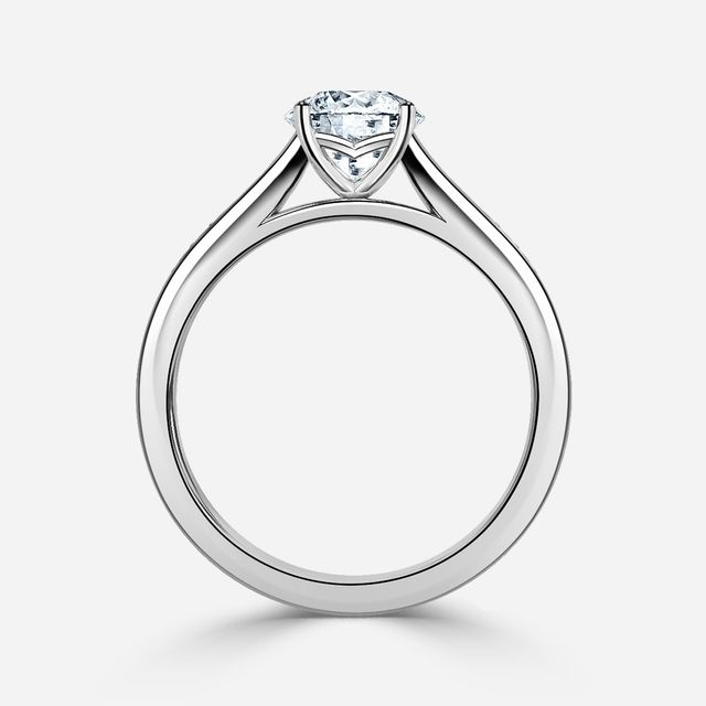 Naomi White Gold Tapered Grain Set Engagement Ring