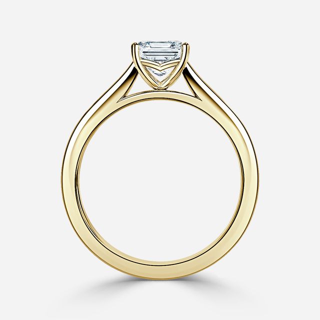 Naomi Yellow Gold Tapered Solitaire Engagement Ring
