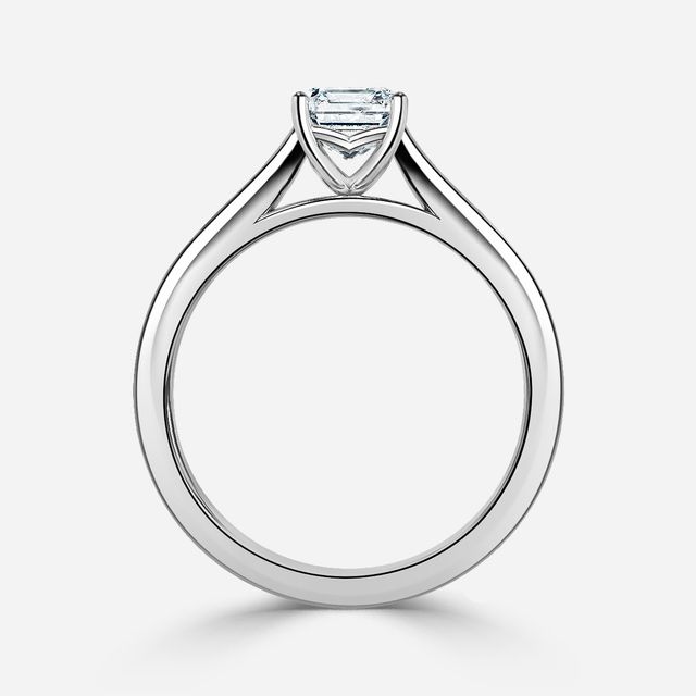 Naomi White Gold Tapered Solitaire Engagement Ring