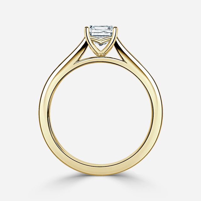 Naomi Yellow Gold Tapered Solitaire Engagement Ring