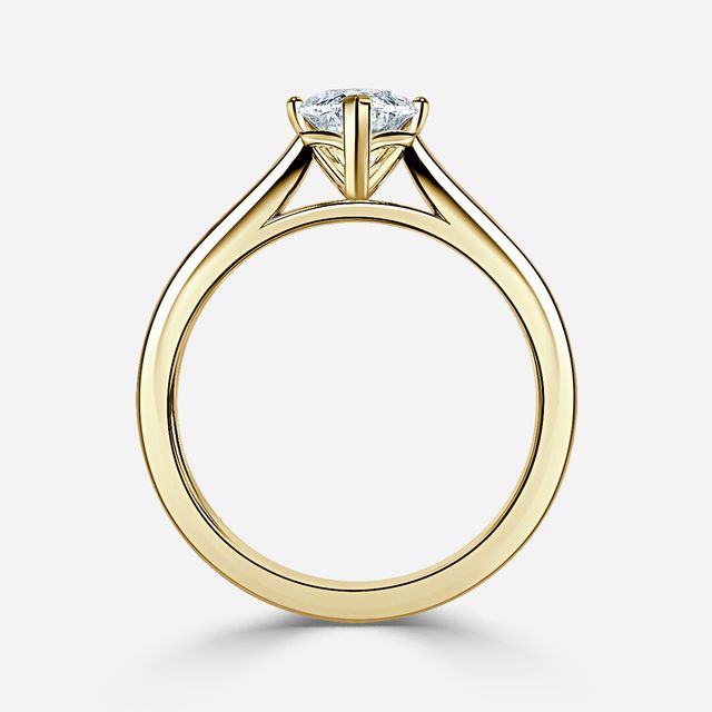 Naomi Yellow Gold Tapered Solitaire Engagement Ring