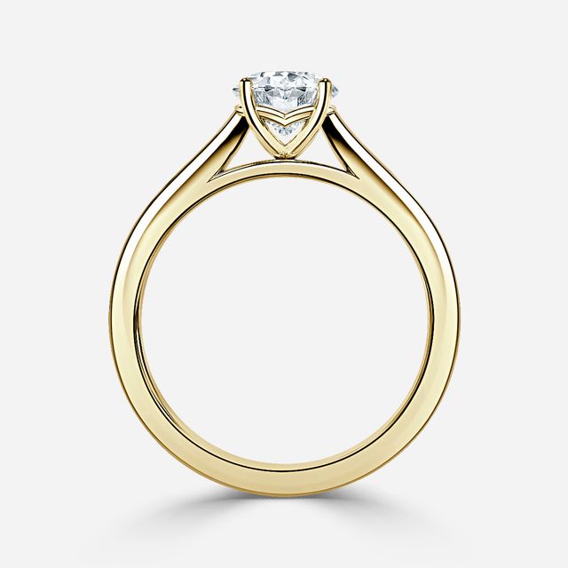 Naomi Yellow Gold Tapered Solitaire Engagement Ring