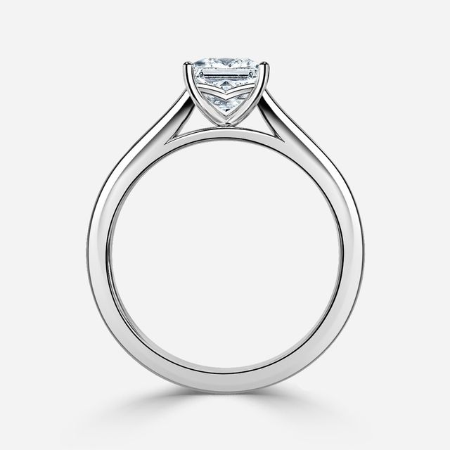 Naomi White Gold Tapered Solitaire Engagement Ring