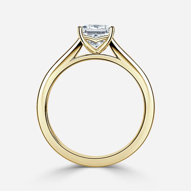 Naomi Yellow Gold Tapered Solitaire Engagement Ring