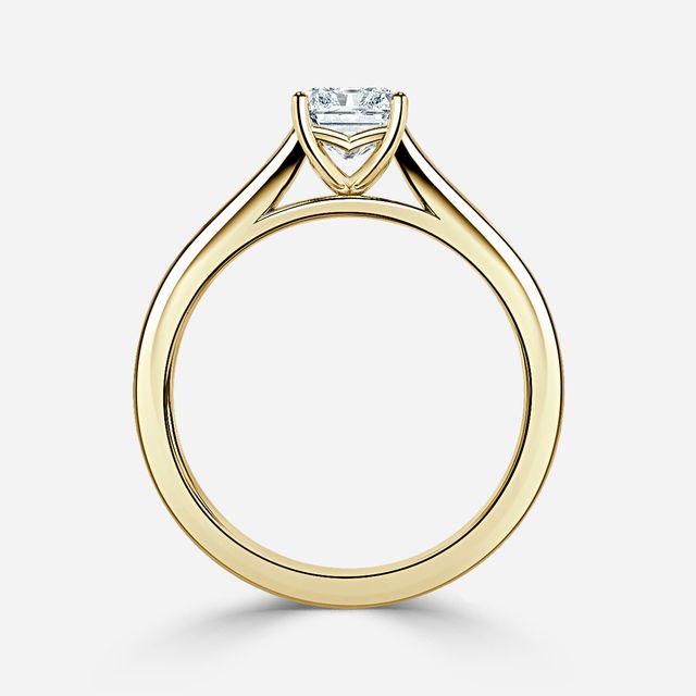 Naomi Yellow Gold Tapered Solitaire Engagement Ring