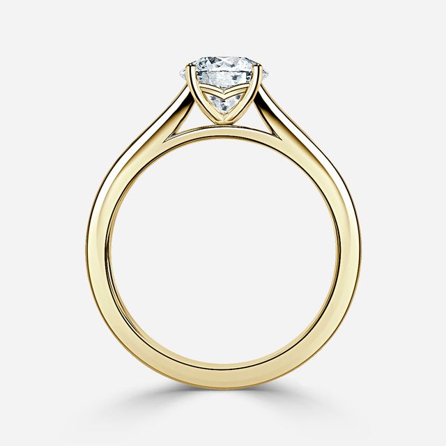 Naomi Yellow Gold Tapered Solitaire Engagement Ring