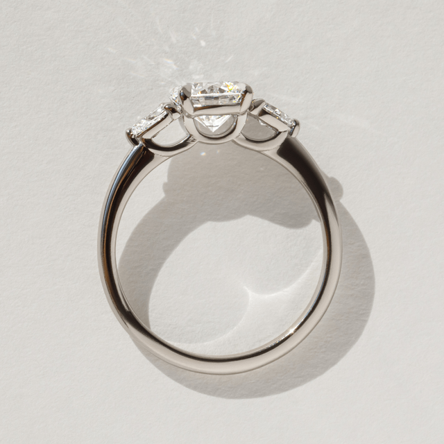 Vivian Trilogy Lab Grown Round And Pear Platinum Engagement Ring - 1.22ct