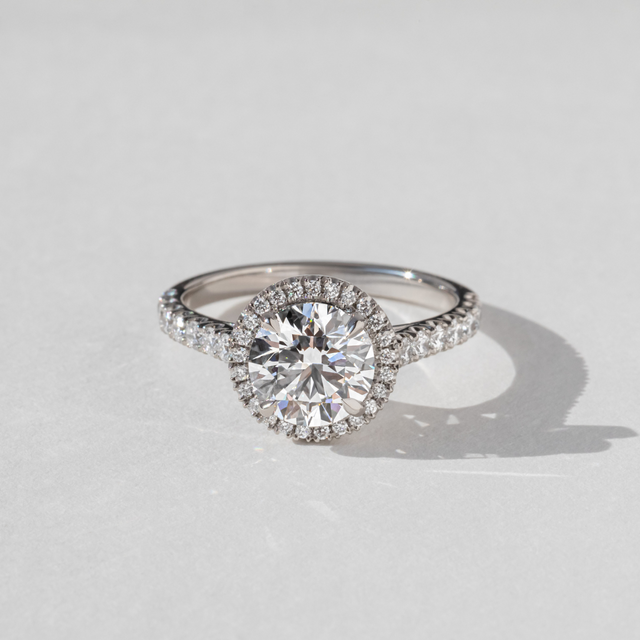 Lab Grown Round Platinum Maya Halo Engagement Ring- 1.76ct