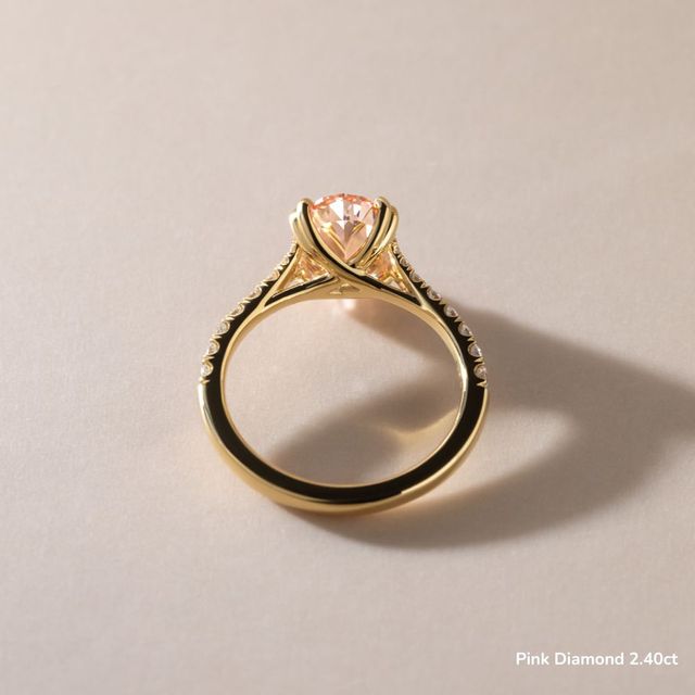 Fiara Yellow Gold Under Twisted Double Prong Engagement Ring