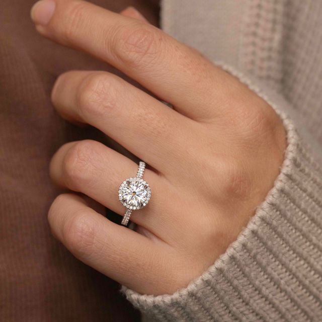 2.00ct Maya Platinum Halo Engagement Ring Round Lab Diamond