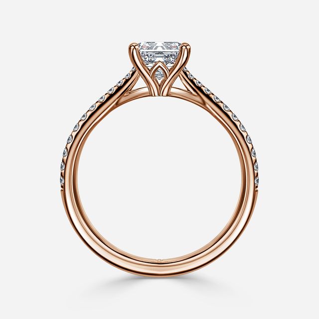 Jessie Tulip Rose Gold Pavé Engagement Ring