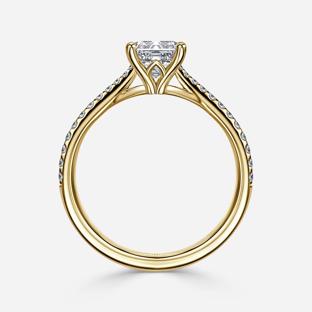 Jessie Tulip Yellow Gold Pavé Engagement Ring