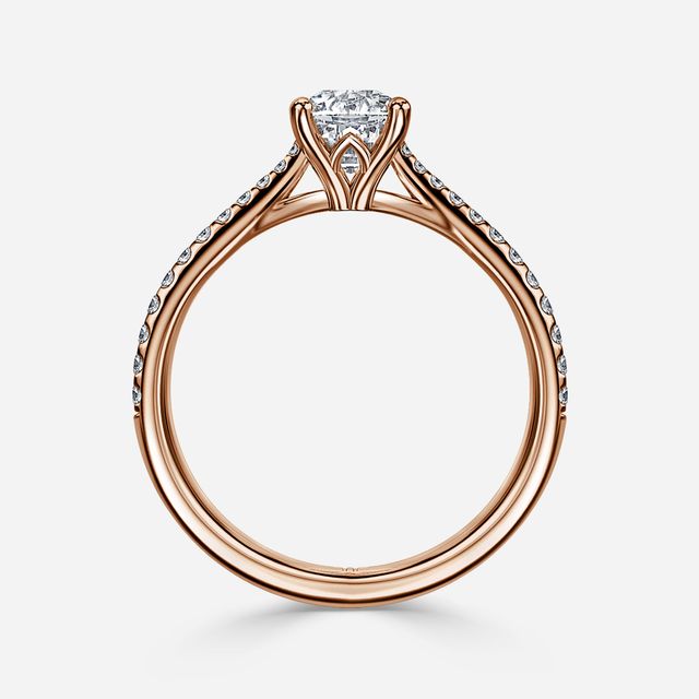 Jessie Tulip Rose Gold Pavé Engagement Ring
