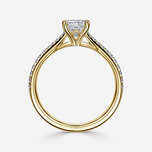 Jessie Tulip Yellow Gold Pavé Engagement Ring