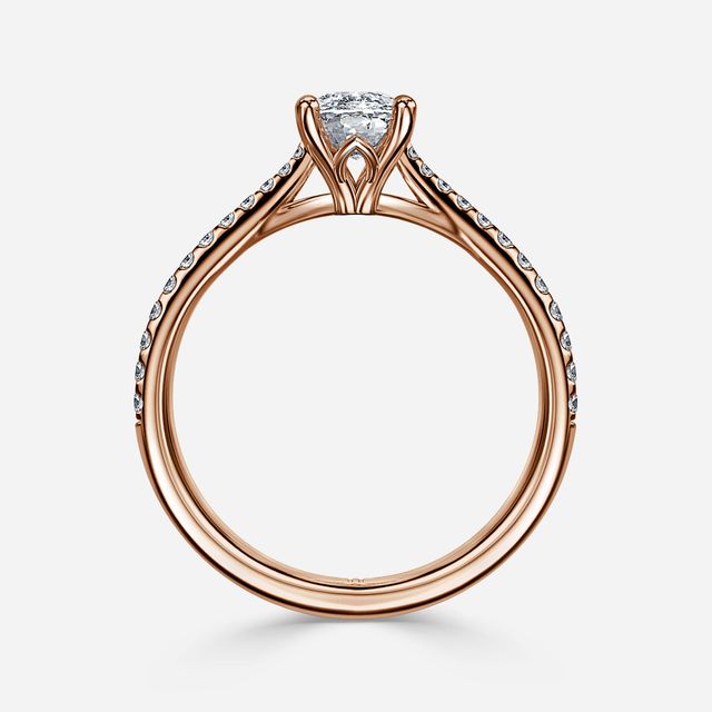 Jessie Tulip Rose Gold Pavé Engagement Ring