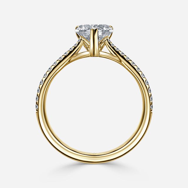 Jessie Tulip Yellow Gold Pavé Engagement Ring