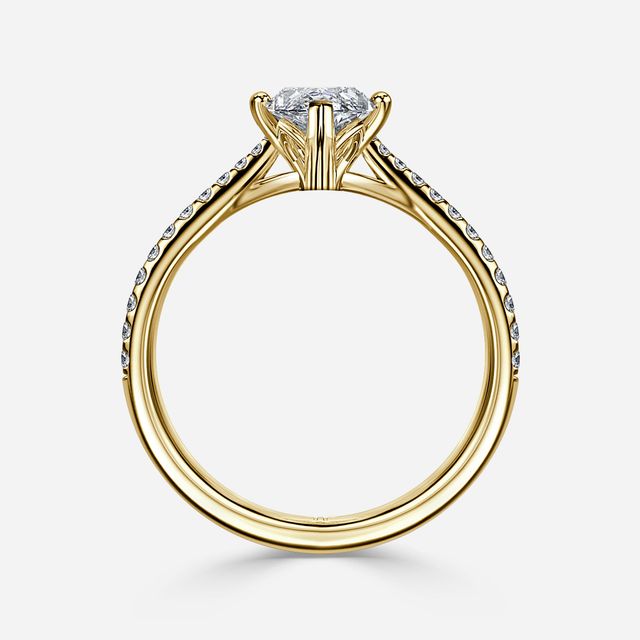 Jessie Tulip Yellow Gold Pavé Engagement Ring