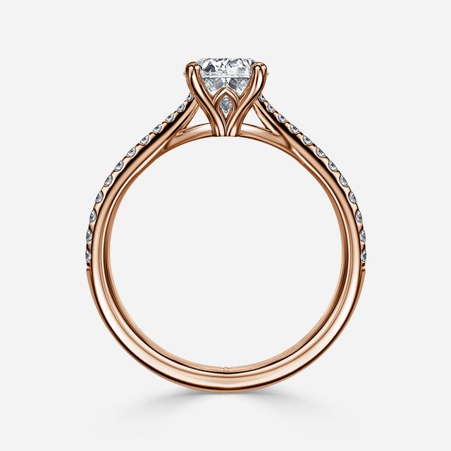 Jessie Tulip Rose Gold Pavé Engagement Ring
