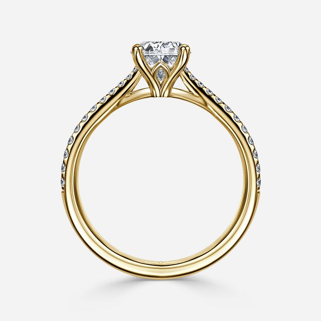 Jessie Tulip Yellow Gold Pavé Engagement Ring