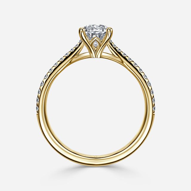 Jessie Tulip Yellow Gold Pavé Engagement Ring