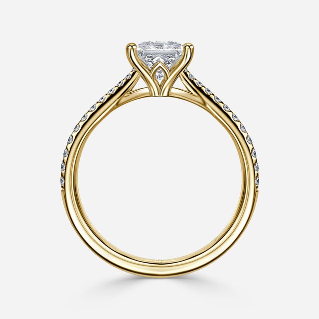 Jessie Tulip Yellow Gold Pavé Engagement Ring